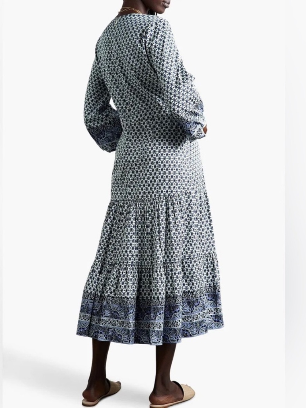 Veronica Beard Dinia paisley twist-front tiered midi dress Size 2 - Picture 4 of 9